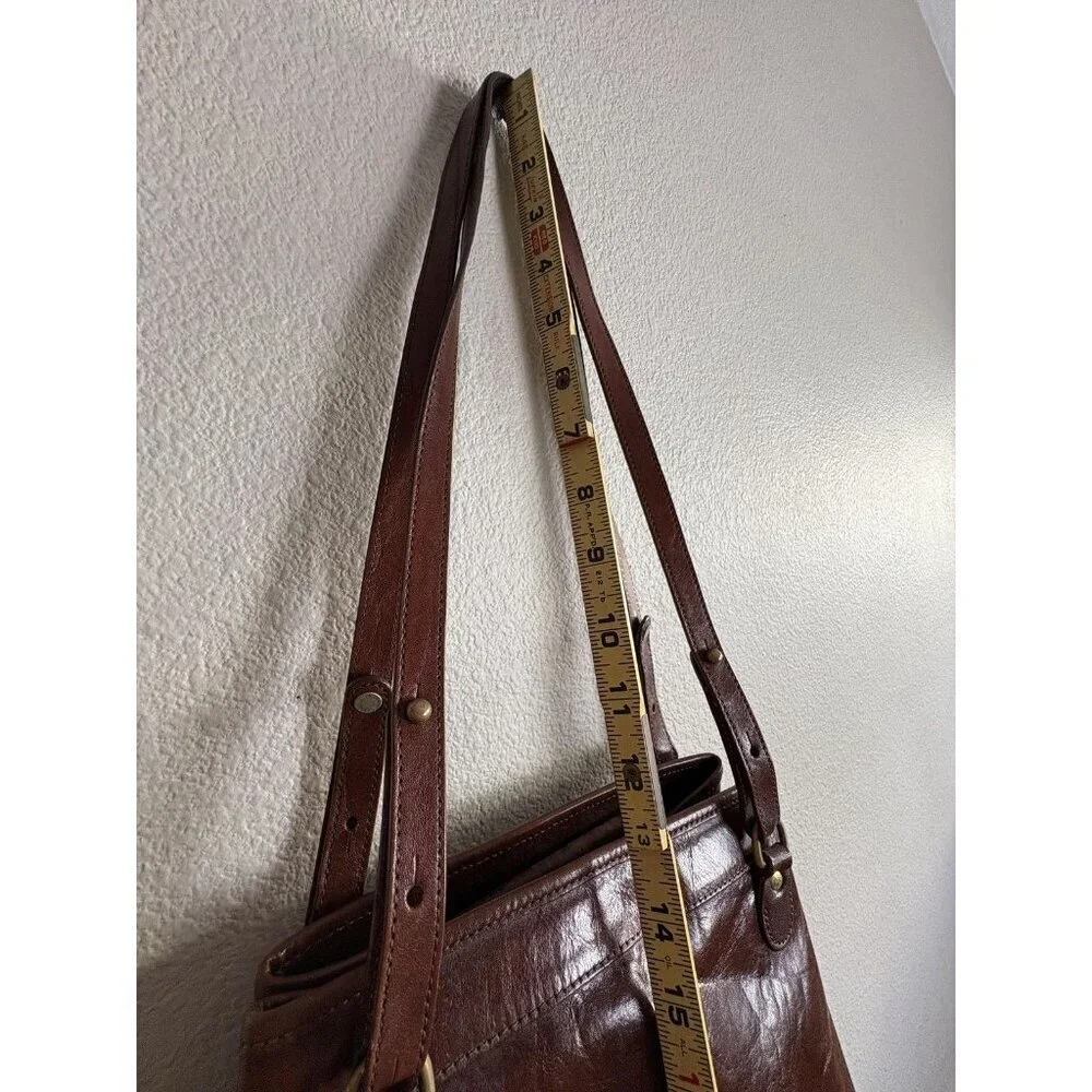Brahmin Brown Leather Shoulder Bag Womens Medium Adjustable Strap Tote Purse